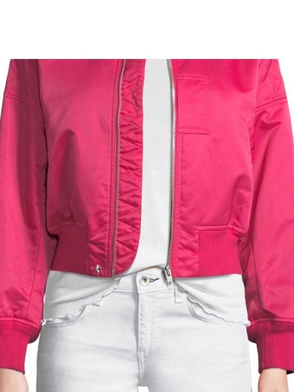 rag & bone Hot Pink Cropped Bomber Jacket